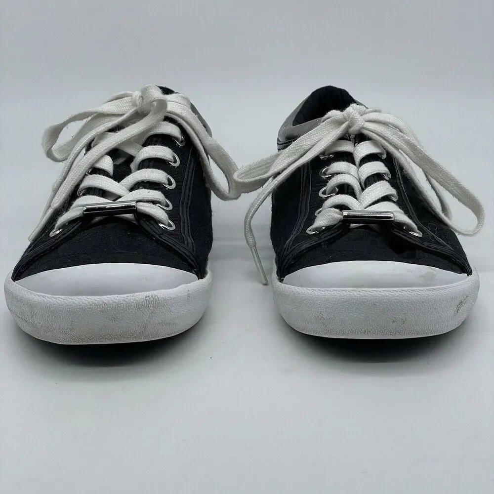 Coach New York Francesca C Monogram Lace Up Sneakers Women’s 8.5B Black/Silver